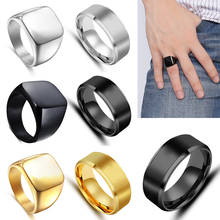 Square Big Width Signet Ring Simple Square Band Finger Rings Male Party Jewelry Punk Stainless Steel Frosted Men Ring Wholesale 2024 - купить недорого