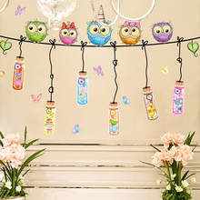Cartoon Five Owls drifting bottle butterfly Wall Sticker PVC Art For Bedroom nursery Mural Home Decor Adesivo De Parede Infantil 2024 - buy cheap