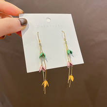 2020 Korean Summer New Trendy Colorful Flower Tassel Long Drop Pendientes For Women Fashion Jewelry Elegant Dangle Earrings 2024 - buy cheap