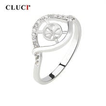 CLUCI Silver 925 Zircon Pearl Ring Mounting Jewelry for Women Engagement 925 Sterling Silver Flower Rings SR1009SB 2024 - buy cheap