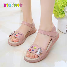 Leather Girls Sandals Summer 2020 New Children's Shoes Soft Bottom Print Girls Princess Shoes Baby Toddler Kids Beach Shoes 2024 - compre barato