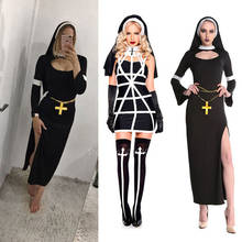 Halloween Gothic Church Evil Sexy Nun Carnival Party Cosplay Costume Girls Women Female Fancy Cross Bodycon Dress Catholic Set 2024 - buy cheap