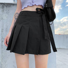Nclagente shorts feminino vintage, saia plissada cintura alta justa moda de rua estilo punk gótico 2024 - compre barato