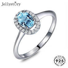 Jellystory шармы кольца с 1,25 карат овальной формы Природный Топаз драгоценный камень 925 пробы серебряные ювелирные кольца для женщин Свадьба 2024 - купить недорого