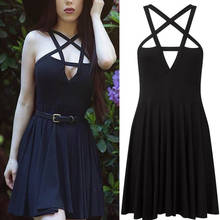 Dark Wear Goth Fashion Dress Criss Cross Sukienka Hollow Out Open Chest Dress Low Cut Deep V Neck Multiway Mini Dress Sexy Club 2024 - buy cheap