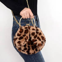 2019 new ladies winter faux fur shoulder bag ladies leopard handbag handbag party tote bag Christmas gift female Messenger bag 2024 - buy cheap