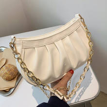 2021 Women Brand White Folds Crossbody Bags Designer Chain Shoulder Bags Soft Leather Pleated Baguette Pouch Totes Travel Bag 2024 - buy cheap