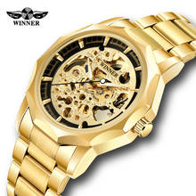 WINNER-reloj mecánico automático para hombre, de acero inoxidable dorado, de lujo, Steampunk, con esqueleto a la moda 2024 - compra barato