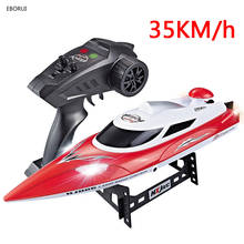 EBORUI RC Boat 2.4G 4CH 180 Flip Waterproof 35Km/h High Speed Racing RC Boat w/ Colorful LED Lights RC Speedboat Kids Gift Toy 2024 - buy cheap