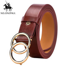 NO.ONEPAUL-cinturón doble de Metal con hebilla redonda para mujer, cinturón de cuero informal para Vaqueros, cinturón Universal para mujer 2024 - compra barato