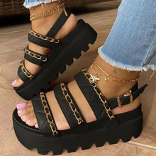 Sandalias con plataforma de cuña para Mujer, zapatos de gladiador con hebilla en la punta abierta y tiras, a la moda, para verano, 2021 2024 - compra barato