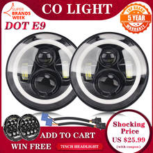 CO LIGHT 7inch LED Headlight 80W DRL Halo Angle Eyes Led Headlamp 12V 24V DOT E9 High Low Turn Signal for Lada Niva Offroad 4x4 2024 - buy cheap
