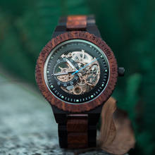 Relógio mecânico de madeira bobo bird, relógio masculino, relógios de marca de luxo, peças de tempo com pulseira de contas, orógio da uomo 2024 - compre barato