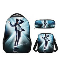 Mochilas escolares com estampa de michael jackson, bolsa casual de livros para meninos e meninas com 3 peças 2024 - compre barato