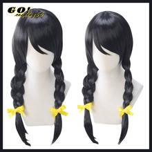 Hanekawa tsubasa peruca preta, tranças para cosplay, cabelo de personagem para halloween 2024 - compre barato