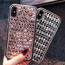 Capa de celular com cristais brilhantes, capa de celular macia com glitter e revestimento de diamante para iphone 11 pro xs max xr x 8 7 6 6s plus 2024 - compre barato
