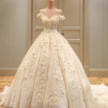 Wedding Dress 2021 Luxury Wedding Gown Sweet Lace Flower 1.3m Train Ball Gown Off The Shoulder Vestido De Noiva Robe De Mariee 2024 - buy cheap