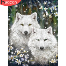 HUACAN Diamond Art Painting Fox White Mosaic Animal Home Decor Embroidery Cross Stitch Flower Wall Stickers 2024 - buy cheap