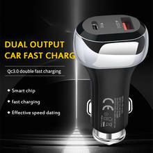 Carregador rápido qc3.0 de 20w, carregador de celular portátil, 2 portas usb + tipo-c pd, acessórios para carro 2024 - compre barato