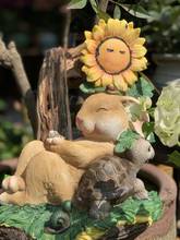 Дождевик в европейском стиле из смолы кролика и черепахи, американский кантри ретро садовое украшение, животные, цветочный горшок, украшения 2024 - купить недорого