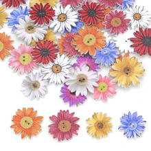 50Pcs Flower Buttons Colorful Daisy Wooden Button Chrysanthemum Sew Buttons For Kids Decorative Clothes Scrapbooking Crafts 2024 - buy cheap