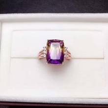 High Quality Ametrine Square Gemstone Ring S925 Silver Fine Fashion Wedding Jewelry for Women Free Shipping 2024 - buy cheap