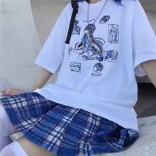 Y2k camiseta feminina estampada estilo animê, camiseta de manga curta estampada estilo harajuku, de animais, kawaii e goth, 90s 2024 - compre barato