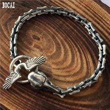 Real 925 solid silver bracelet Yamamoto silver men's crow skull handmade bracelet 5.5MM old angular chain 2024 - buy cheap