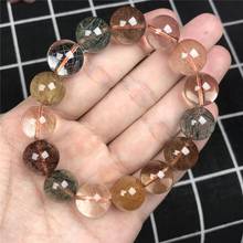 14mm Top Natural Brazil Colorful Rutilated Bracelet Jewelry For Women MenCrystal Gift Round Beads Stretch Fashion Jewelry AAAAA 2024 - buy cheap
