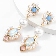 ZHINI New Fashion Ladies Imitation Pearl Drop Long Earrings for Women Simple Ethnic Acrylic Statement Earring Jewelry Gift 2024 - buy cheap
