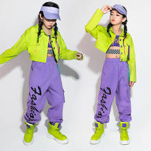 New Fluorescent Green Jacket Hiphop Pants Children Jazz Street Dance Costumes For Girls Ballroom Hip Hop Dance Clothes DN8290 2024 - buy cheap