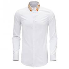 Camisa masculina manga comprida bordada flor dourada, camisa casual plus size 4xl para festa de casamento 2024 - compre barato