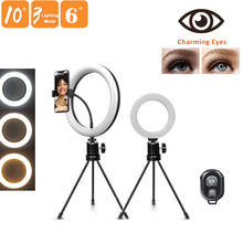 Anillo de luz LED para selfi, lámpara circular de luz de relleno para fotografía, soporte para teléfono, trípode regulable, maquillaje 2024 - compra barato