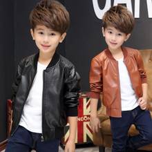 2022 new baby boy artificial leather jacket boy jacket black and brown children's jacket children's jacket 2024 - buy cheap