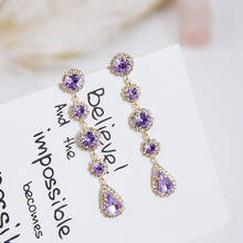 2019 new fashion delicate purple crystal tassels Women Drop earrings long Water Drop modelling Shiny joker Jewelry 2024 - buy cheap