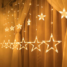 Cortinas de luzes de fadas para natal, led, cortinas de iluminação, estrela, guirlanda, janela, decoração interna, festa de dia das bruxas, casamento 2024 - compre barato