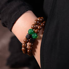 BOEYCJR-brazaletes y pulseras de cuentas cuadradas de sándalo, joyería de piedra verde hecha a mano Vintage, pulsera energética para hombre o mujer 2024 - compra barato