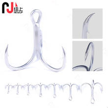 10Pcs/lot 2# 4# 6# 8# 10# Silver Fishing Hook High Carbon Steel Treble Overturned Hooks Fishing Tackle Round Bend Treble For Bas 2024 - buy cheap