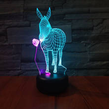 Luz noturna 3d em acrílico colorida criativa cavalo com modelo de rosa led lâmpada de mesa decoração escritório quarto iluminação estranha 2024 - compre barato