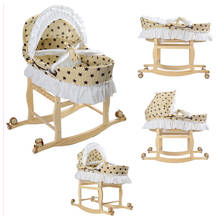 Travel Portable Baby Roller Bed Crib Folding Baby Sleeping Basket Bassinet for Newborn Baby Wood Rocking Crib with Wheels 0~9M 2024 - buy cheap
