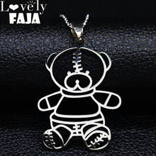 2022 Fashion Cute Bear Silver Color Chain Necklace for Women Stainless Steel Necklaces & Pendants Jewelry collares N910S03 2024 - buy cheap