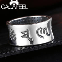GAGAFEEL Vintage 999 Thai Pure Silver Rings for Men Women Fashion Open Jewelry Six Words Of Mantra Ring Engagement Jewelry 2024 - buy cheap