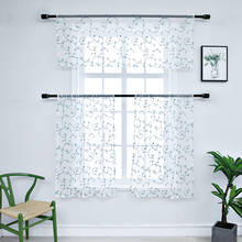 Leaves Embroidered Kitchen Short Curtains 3Pcs/Set Window Curtain for Living Room Short Sheer Tulle Voile Drape Panel for Cafe 2024 - buy cheap