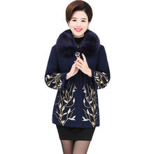 XL-5XL New Mother Autumn And Winter long-sleeved Woolen Coat Middle-aged And Elderly Women's Plus Cotton Woolen Coat Large Size 2024 - buy cheap