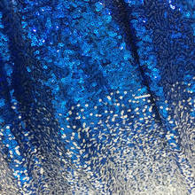 Великолепное Королевское голубое серебряное Омбре 3 мм вышитое пайетками кружевное полотно в нигерийском стиле французское кружевное Африканское полотно для DIY Платья для вечеринок 2024 - купить недорого