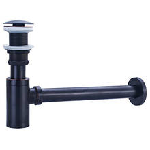 Basin Bottle Trap Metal Bathroom Sink Siphon Drains with Drain Black P-Trap Pipe Waste Without Overflow 2024 - buy cheap