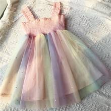 2021 Outfits Girls Kids Princess Dress Summer Straped Spaghetti Sleeveless Children Baby Pastel Mesh Dresses Vestidos S12001 2024 - buy cheap