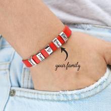 Pulseira de couro trançado com nomes, bracelete de couro personalizado com fecho magnético, para família, presente da amizade 2024 - compre barato