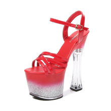 Mclubgirl 2021 новые женские сексуальные блестящие сандалии для шоу пикантные туфли на платформе для женщин модные сандалии-желе на массивном каблуке LFD 2024 - купить недорого