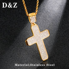 D & Z-collar con colgante de Cruz para hombre, con diamantes de imitación brillantes, collar de acero inoxidable 316L, joyería de lujo 2024 - compra barato